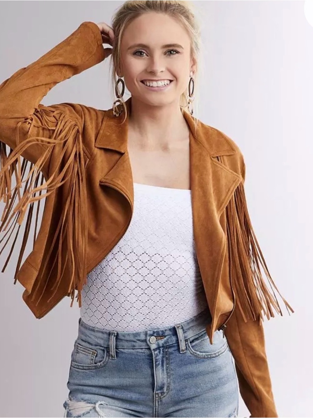 Buckle & Flying Tomato Fringe Suede Cropped Jacket - western boho cowgirl - Picture 2 of 6